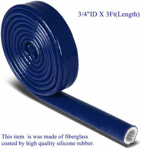 Blue silicone-coated fiberglass heat-insulating fireproof sleeve suitable for 3-foot oil fuel lines.