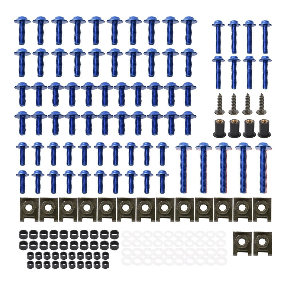 Motorcycle Fairing Bolt Kit Screws 177pcs Blue Screws Nut Replacement M6 M5