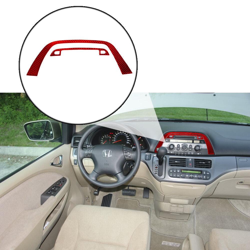 2x Center Carbon Fiber CD Console Frame Sticker Trim for Honda Odyssey 05-10 Red