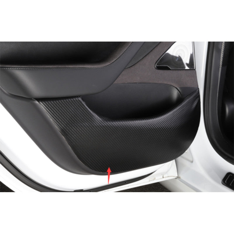 Carbon Fiber PU Inner Door Anti-Kick Panel Cover trim for Tesla Model 3 2017-23