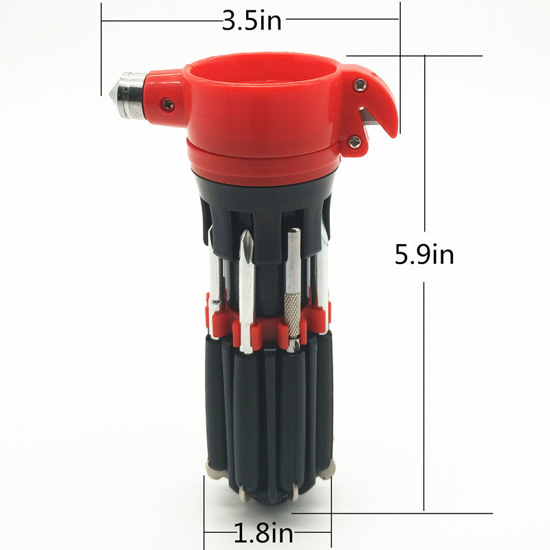 Car Emergency Flashlight Safety Hammer Lifesaving Screwdriver Cutter Knife Tool
