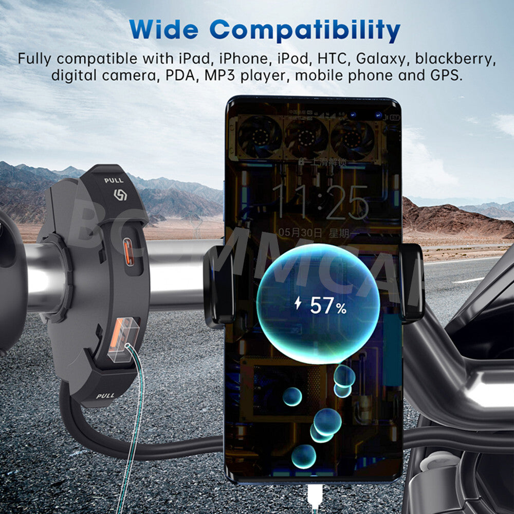 QC3.0 Motorcycle Dual USB Type C Phone GPS 48W Fast Charger Adapter Waterproof