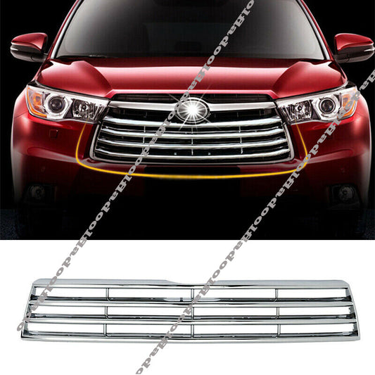 for Toyota Highlander 2014-2016 Chrome Front bumper Mesh Grille Grill Cover Trim