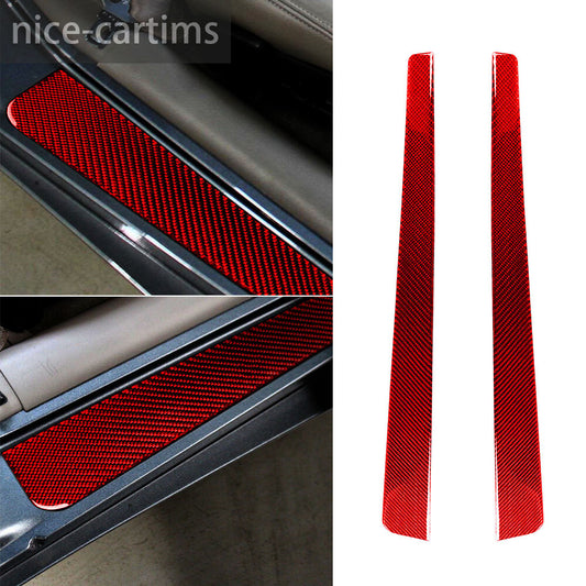 Red Carbon Door Sill Scuff Guard Plate Cover for Chevrolet for Corvette C5 1998-2004