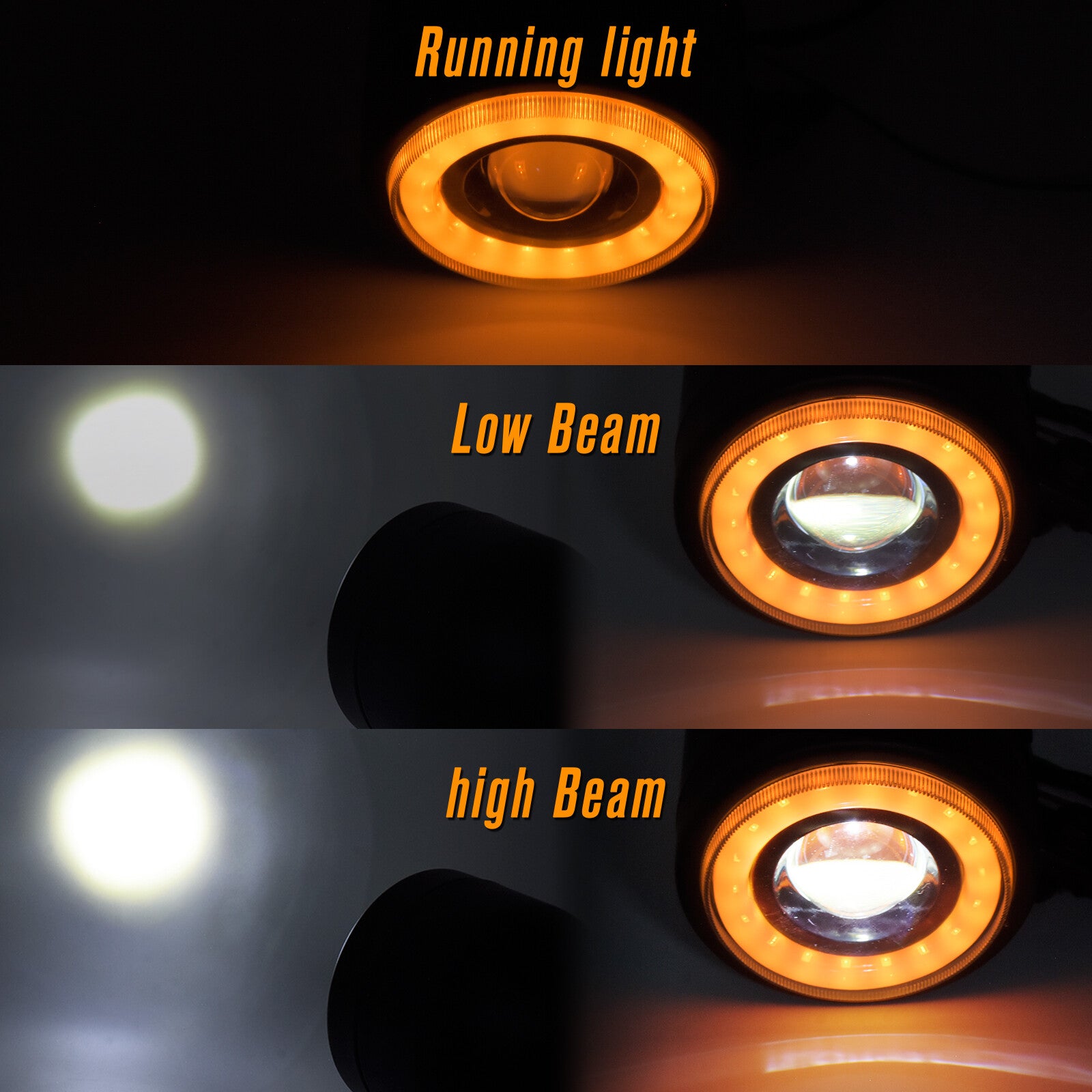 Motorcycle LED Amber Headlight Head Lamp Black Fit For Sportster XL 883 1200