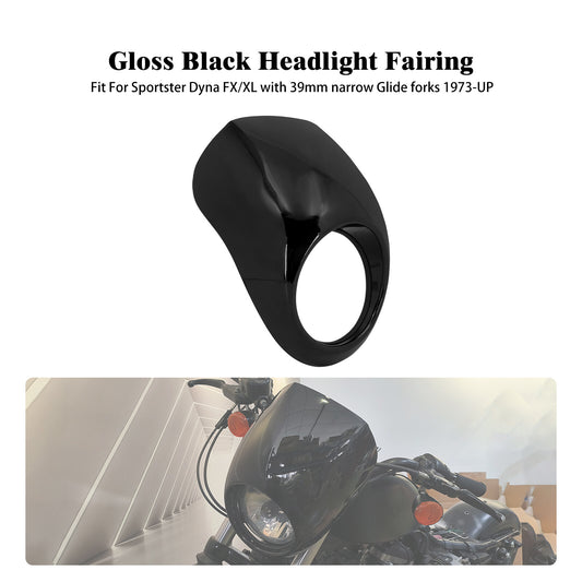 Gloss Black Front Headlight Fairing Cowl Cafe Racer for Harley Sportster Dyna FX