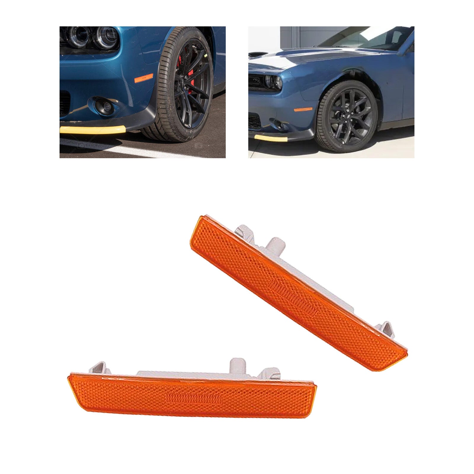 Pair for Dodge for Challenger 2015-20 Amber Lens Front Bumper Side Marker Lamp Light