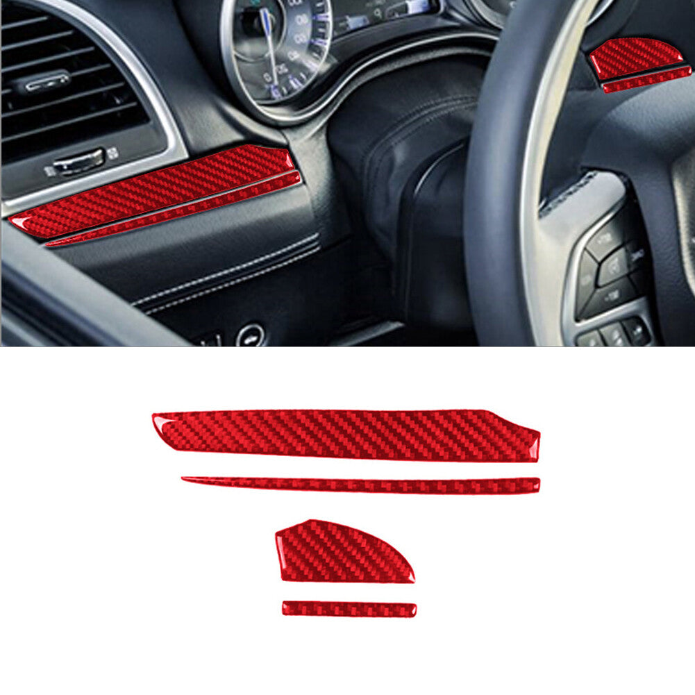 Red carbon fiber interior driver's dashboard cover trim for Chrysler 300 2015-22