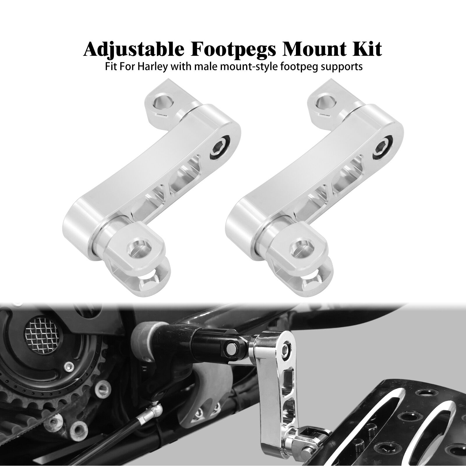 Chrome Aluminum Foot Peg Male Mount Extensions for Harley Touring Dyna Sportster