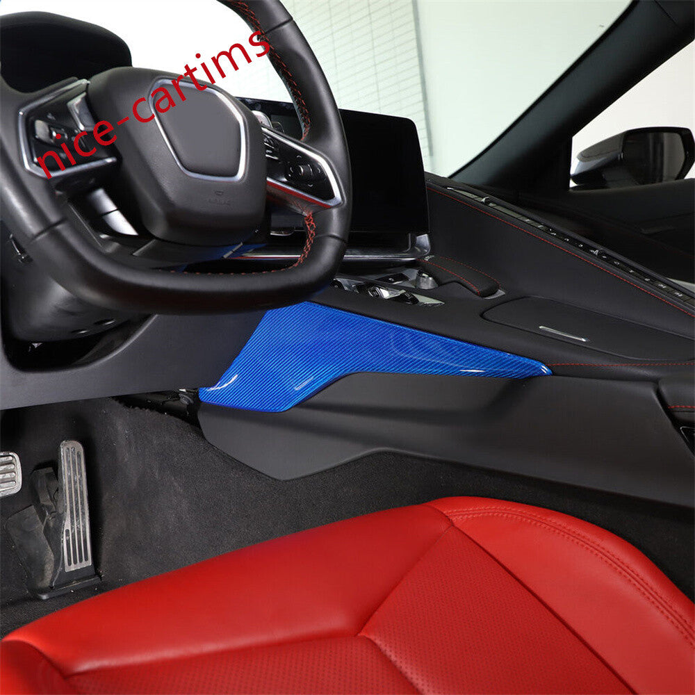 Blue Carbon Fiber Center Console Side Knee Panel Cover for Corvette C8 2020-2024