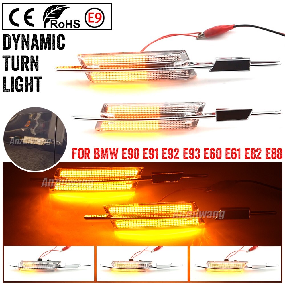 2pcs LED Dynamic Side Marker Light Turn Signal Lamp for BMW E60 E90 E61 E93 E92