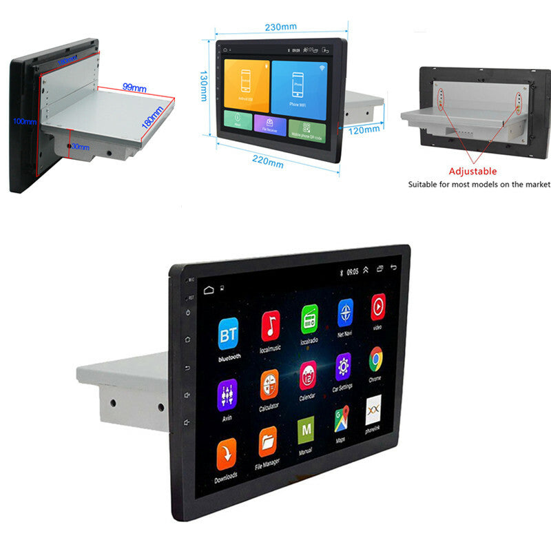 9 Android 1Din Car Stereo Radio Up Down Moving Adjustable Player GPS Navigation