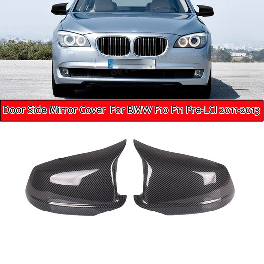2-piece rearview mirror cover and door flap cover for BMW Pre-LCI 2011-2013, carbon fiber.