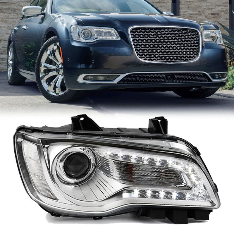 For 2015-2023 for Chrysler 300 Chrome Halogen LED DRL Projector Headlight Passenger