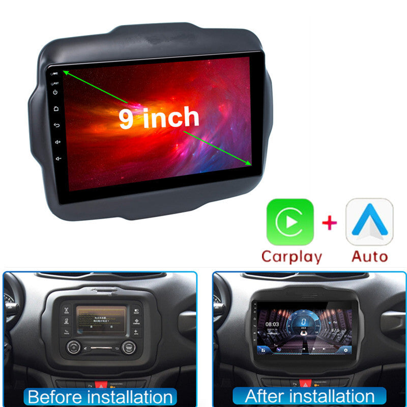 9in Car Radio Video Multimedia Player Android 11 For 16-17 for Jeep Renegade Carplay