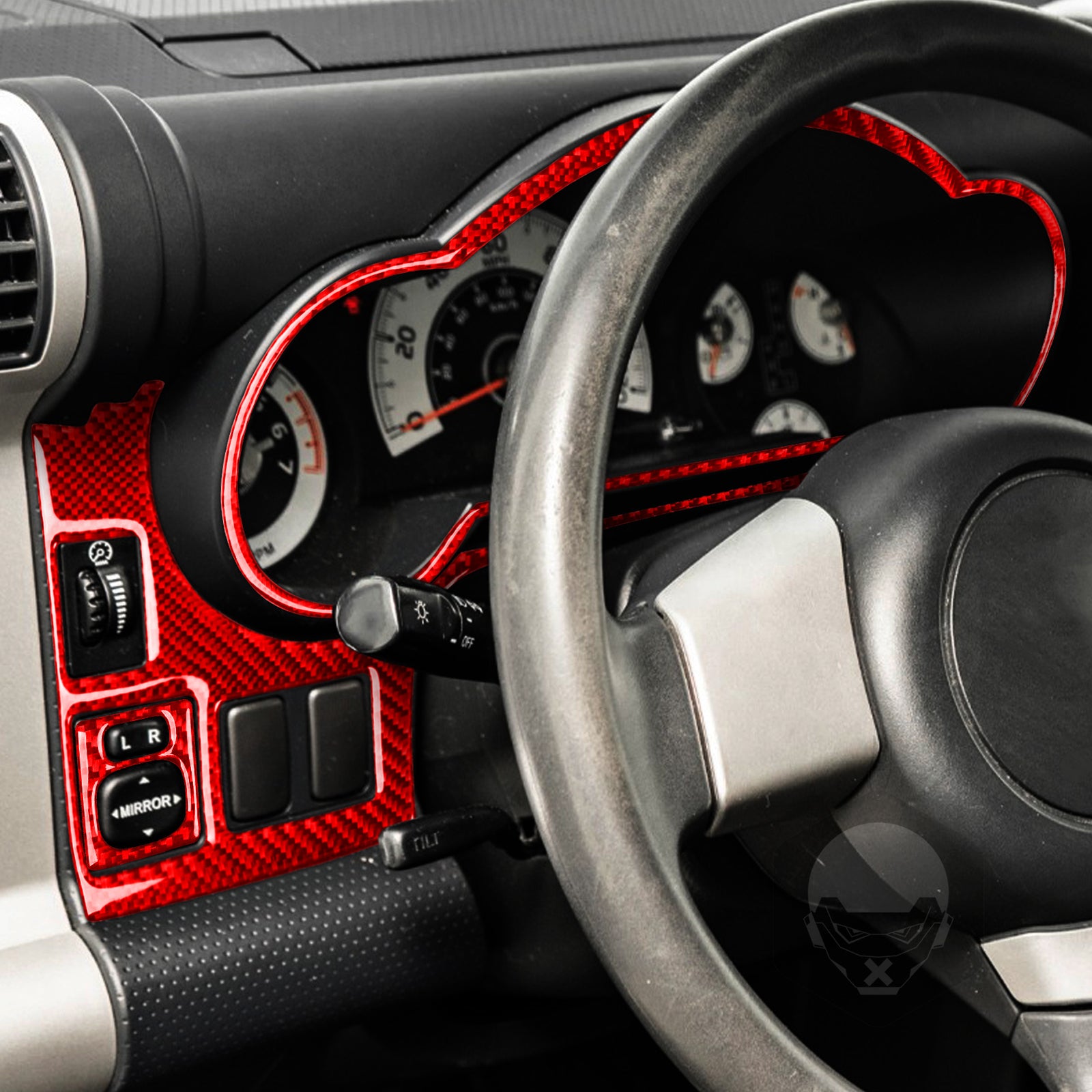 For Toyot@ FJ Cruiser 2007-21 Red Carbon Fiber Car Dashboard Panel Set Trim 7Pcs
