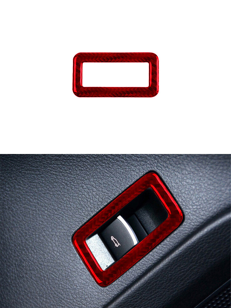 Red Boot Trunk Switch Trim Cover Decor Carbon Fiber for VW Touareg 2011-2018