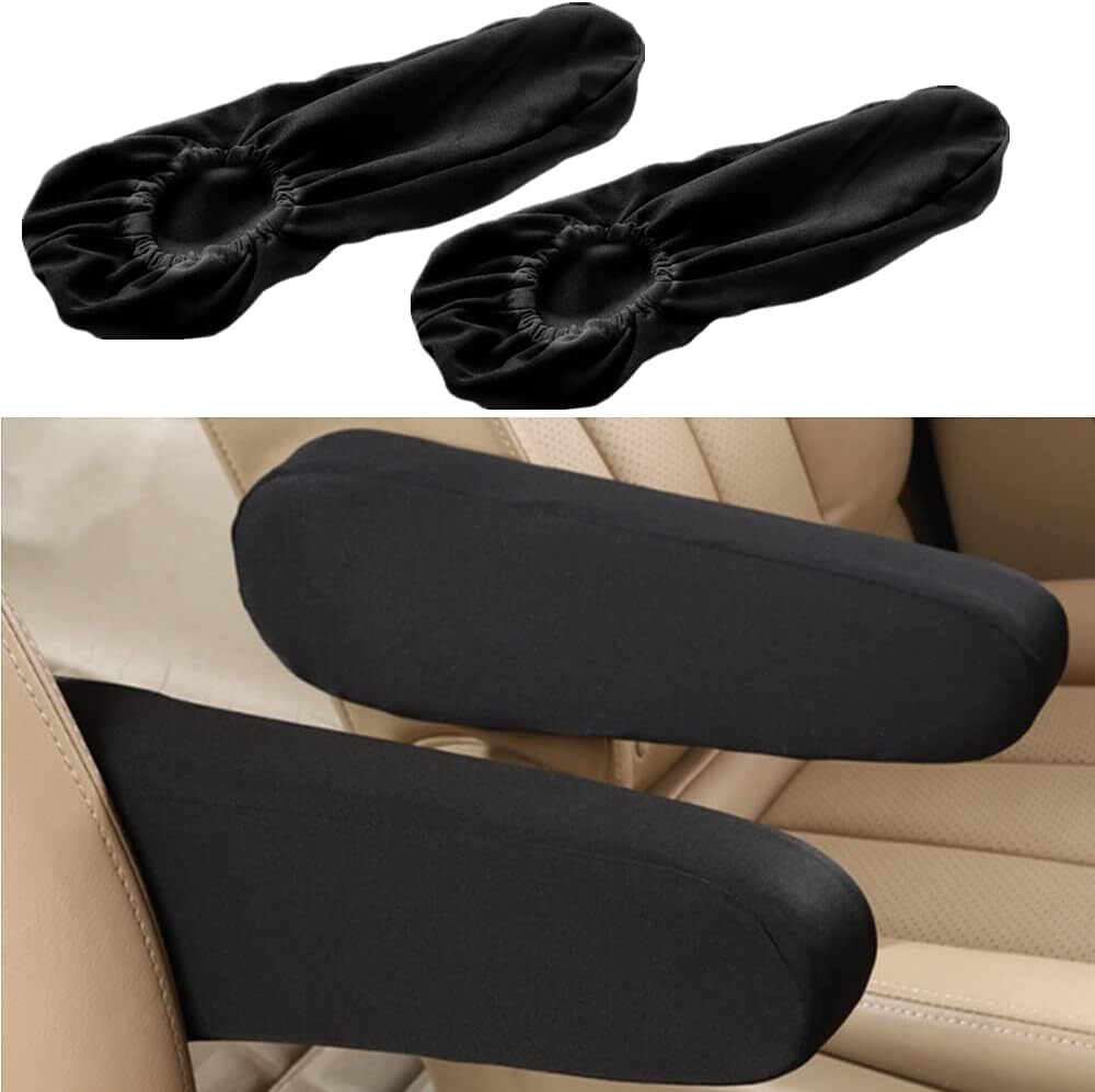 1 Pair Elastic Cloth Fabric Armrest Cover Universal for Car Auto Truck SUV Black