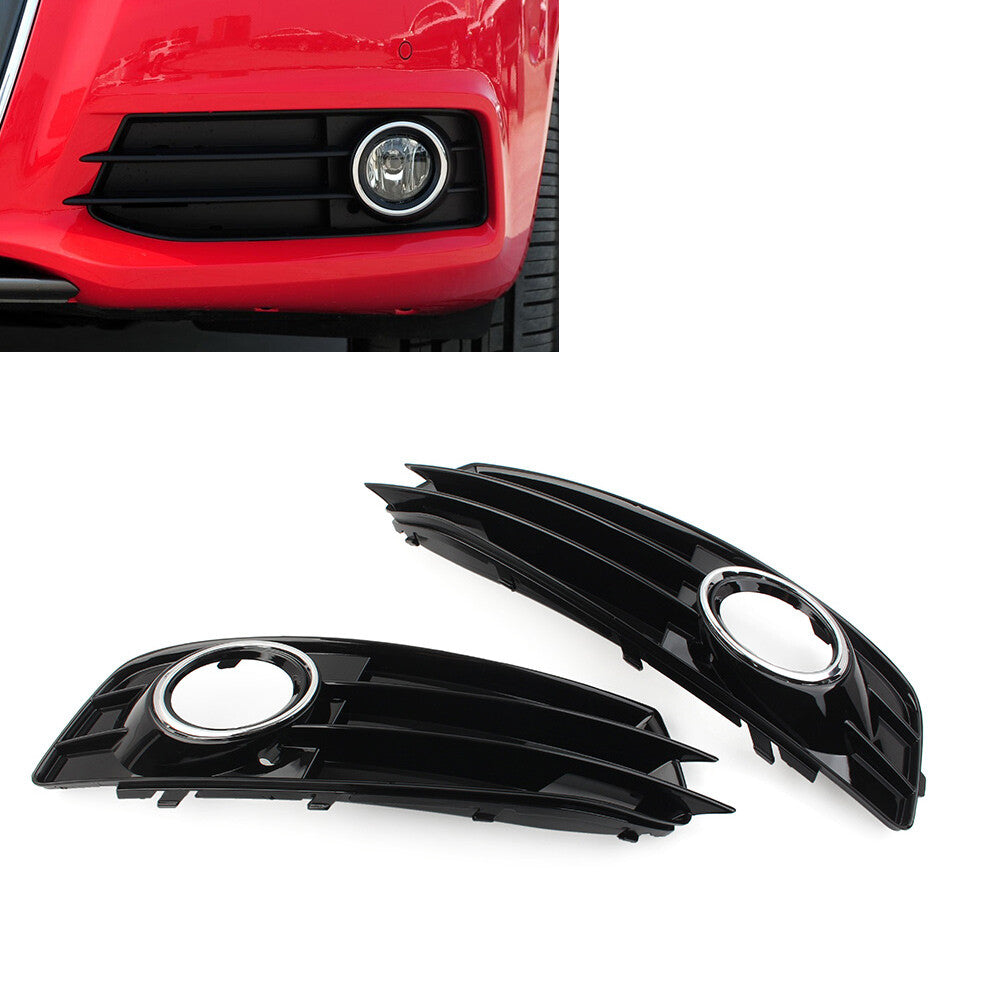 2x for Audi A3 8P S-Line 09-12 Front Bumper Fog Light Grille Cover W/Chrome Ring