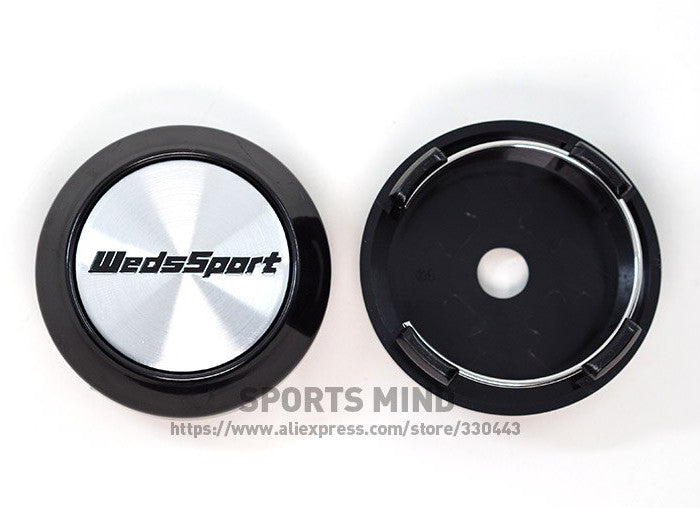 4-piece set of 64mm Weds Sport wheel caps, rim caps, center caps, badges, logos, silver TE37