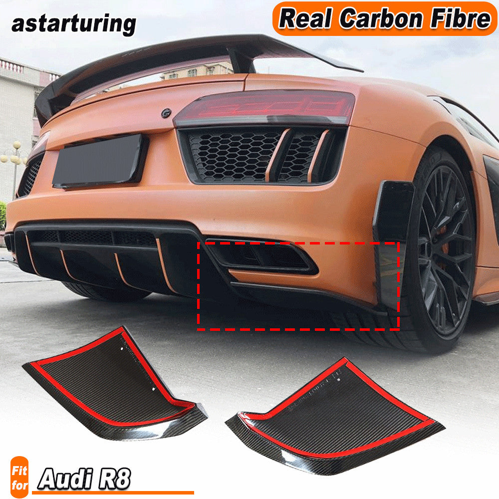 for Audi R8 Gen 2 4S 2016+ REAL CARBON FIBRE Rear Lower Bumper Splitters Canards
