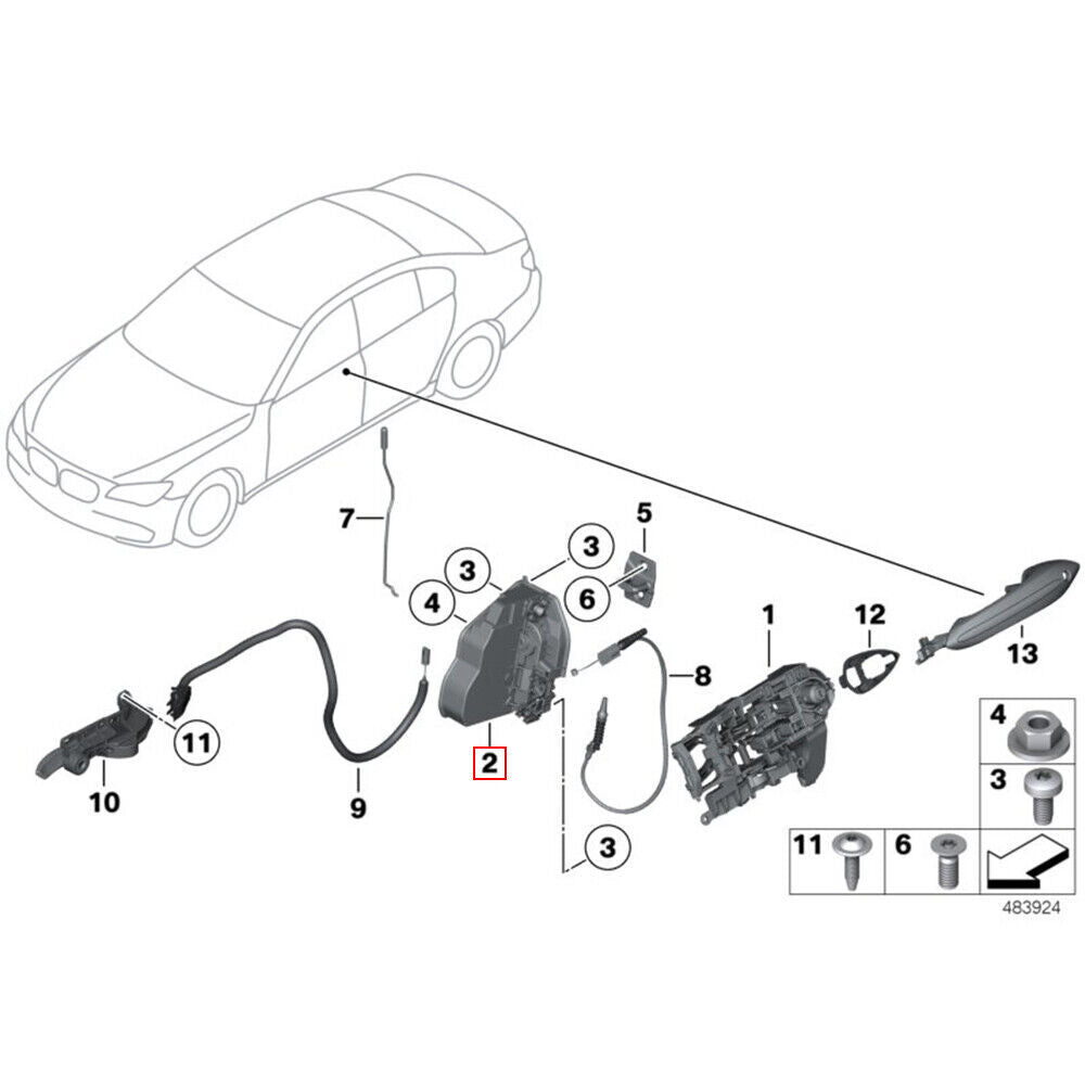 51217202143 new door lock latch actuator for left front drive side, suitable for BMW E90 E60