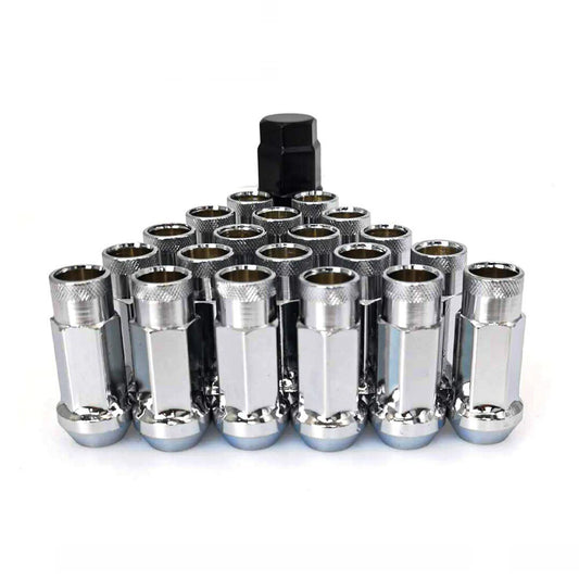 20pcs Silver Racing Extended Open End Tip Steel Wheel Lug Nuts M12x1.5+ Adapter