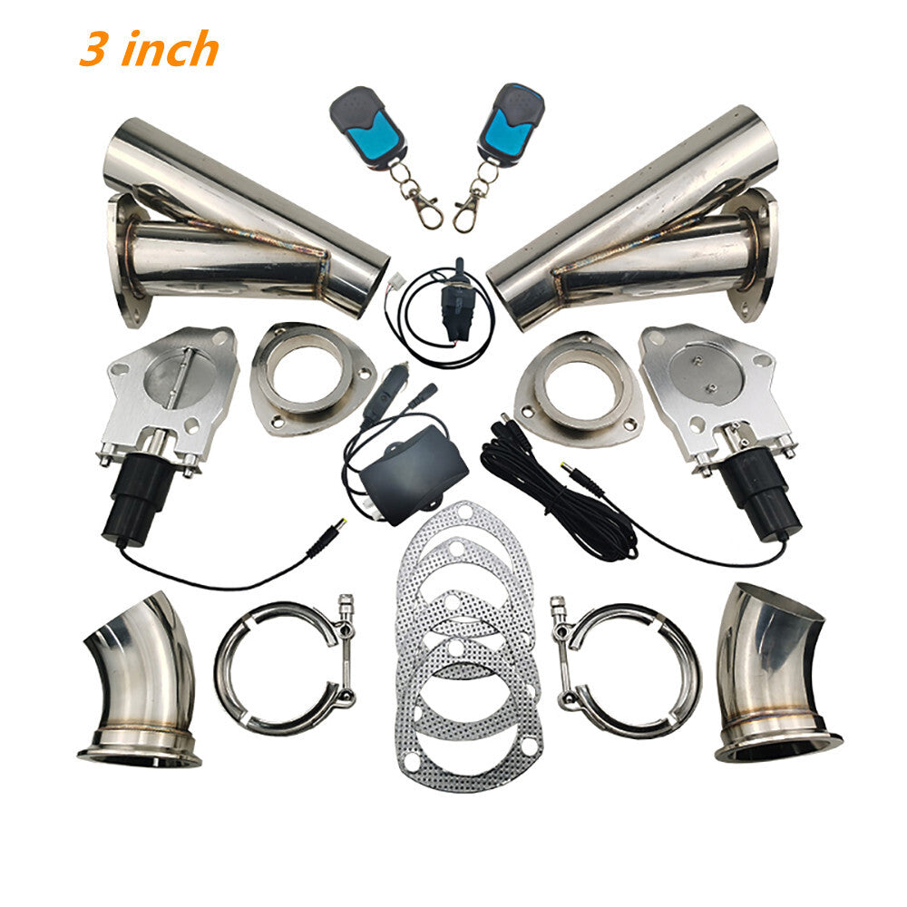 3 Electric Exhaust Control Valve E-Motor Pipe kit with Manual  Remote Switch