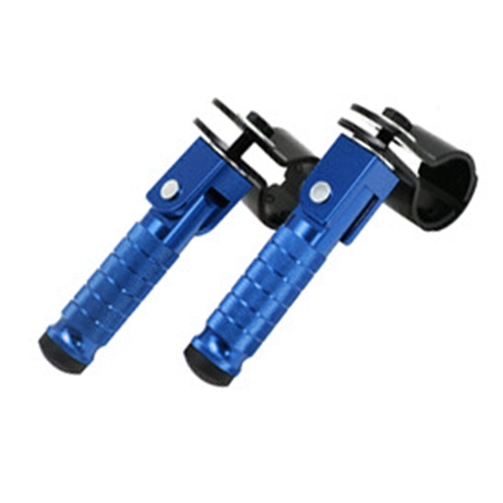 2x Blue Motorcycle Folding Rear Footpeg Kit Footrests Foot Peg Pedals 30mm-32mm