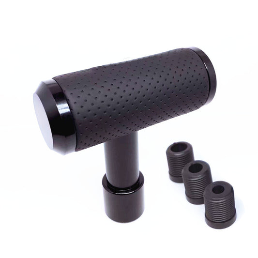 Car Aluminum Leather Gear Shift Lever Handle Knob Aircraft Joystick T Hammer BK