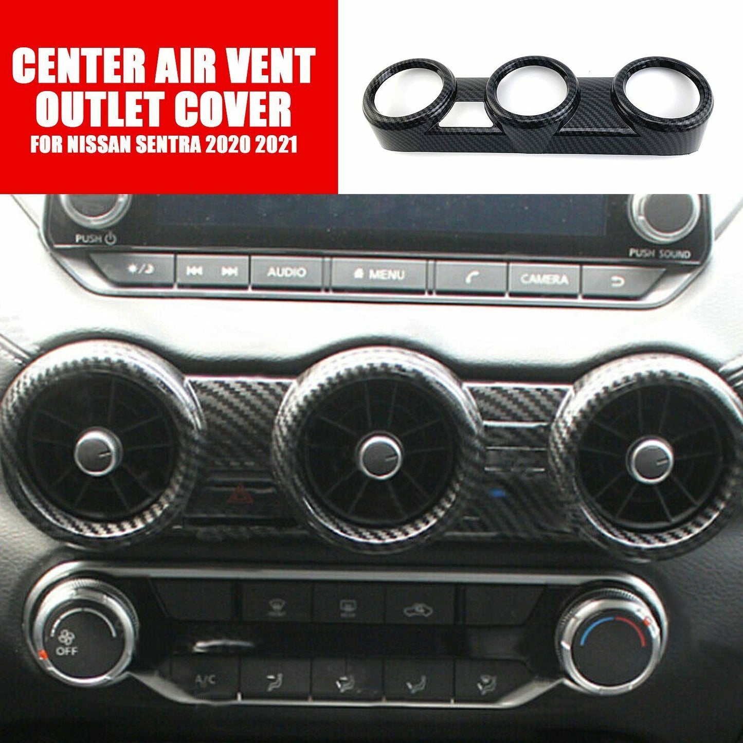 For 2020 for Nissan Sentra 2021 Carbon Fiber Inner Center Air Vent Outlet Cover Trim