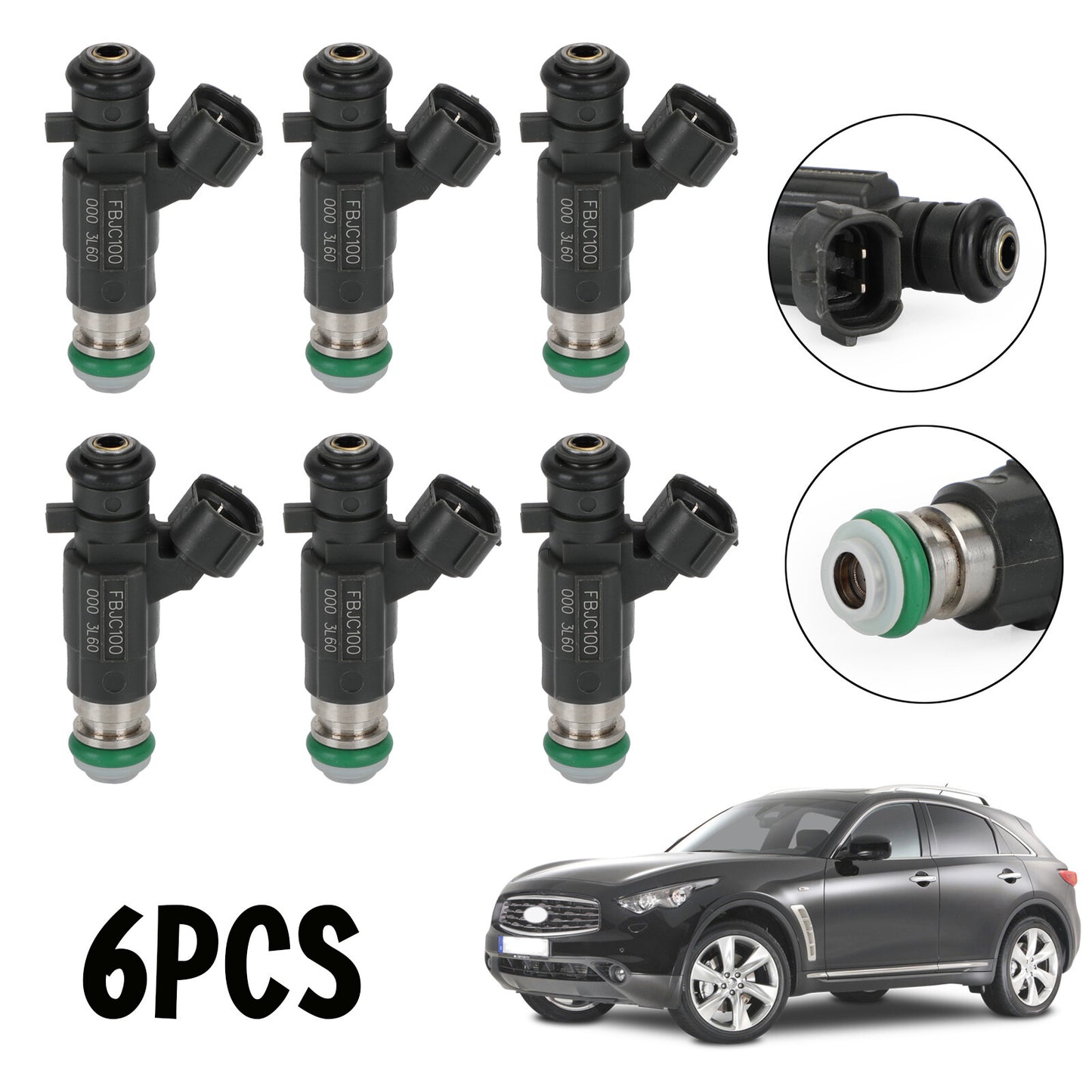 6-pack FBJC100 fuel injectors suitable for Nissan 350Z (03-04) and for Infiniti G35 (2003-2004).