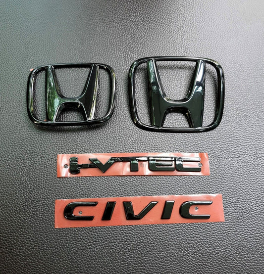 FIT REAR for HONDA for CIVIC 2015-21 for CIVIC FC FK BLACK Gloss LOGO EMBLEM BADGE SET