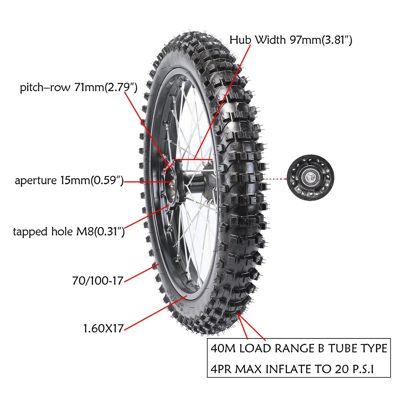 14  17 Front Rear Wheels Tyres Rims for Pit Dirt Bike 125cc 140cc Atomik SSR