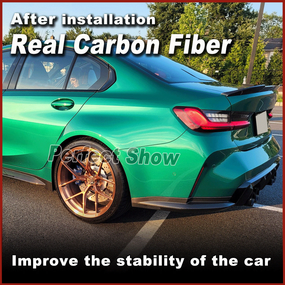 for BMW 3Series G80 M3 REAL Carbon Fiber Rear Bumer Splitter Diffuser Side Flaps