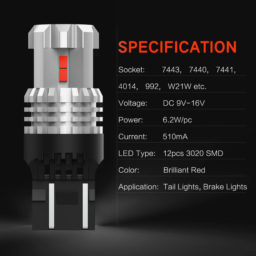 auxito 7443 7440 T20 P21/5W Red-hot LED Lighting