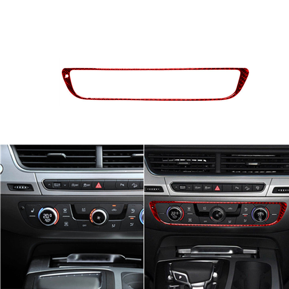 Red for Audi Q7 16-19 Carbon Fiber Center Control Switch Button Frame Trim Cover