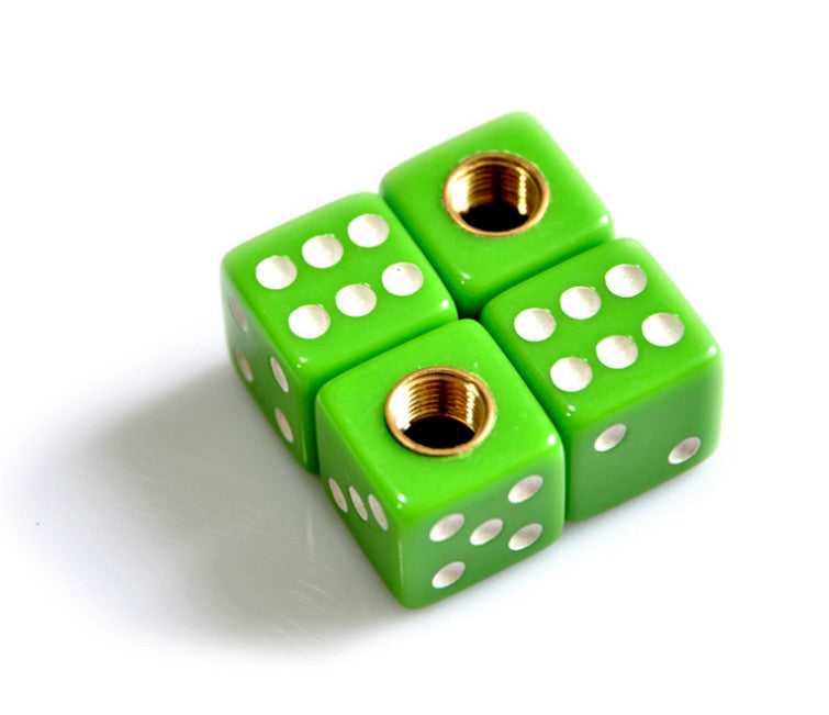 Green Gem Dice Tire Wheel Stem Air Valve CAPS set Universal Car truck hot rod