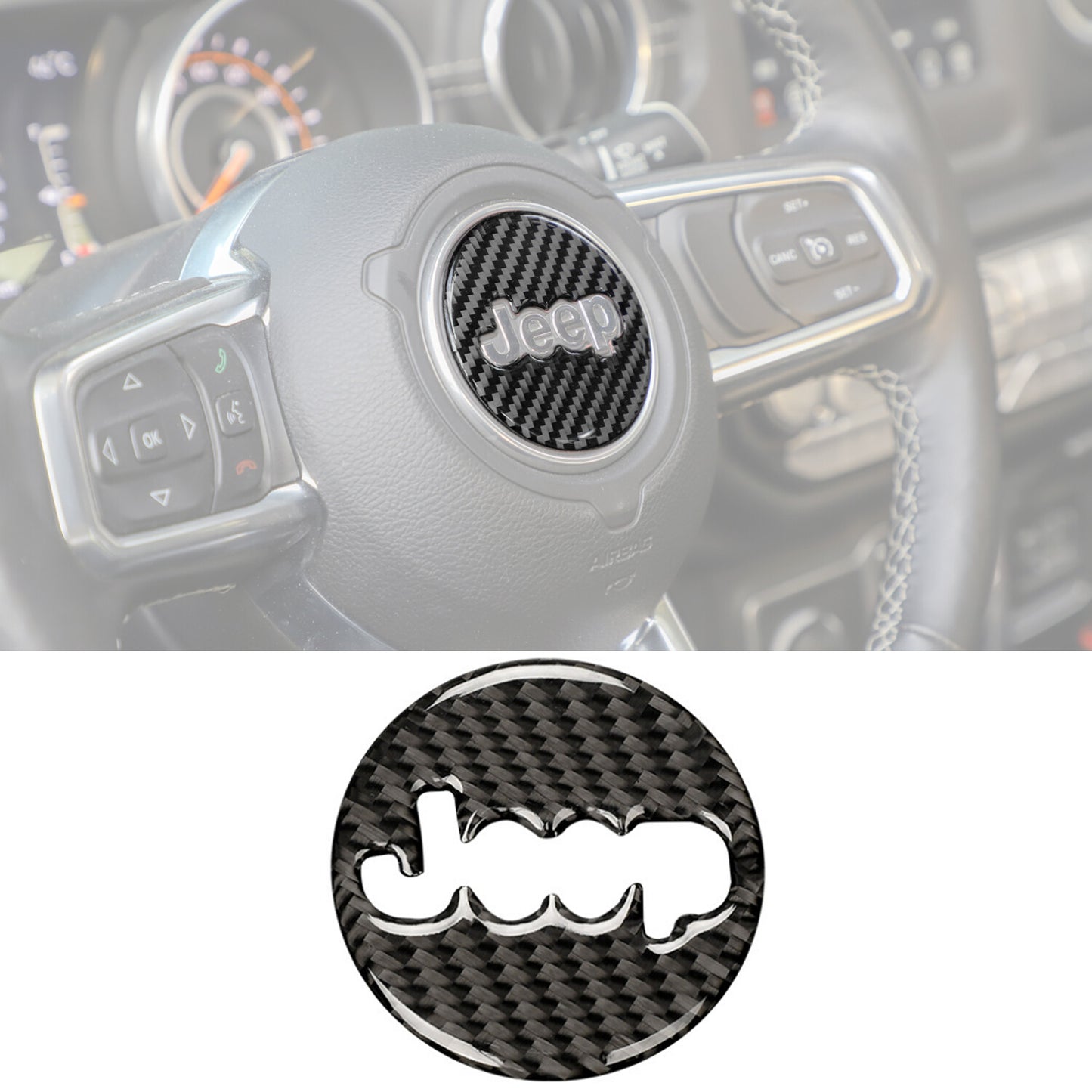 for Jeep for Wrangler JL 2018-2022 Steering Wheel Cover Trim Real Carbon Fiber 1PCS