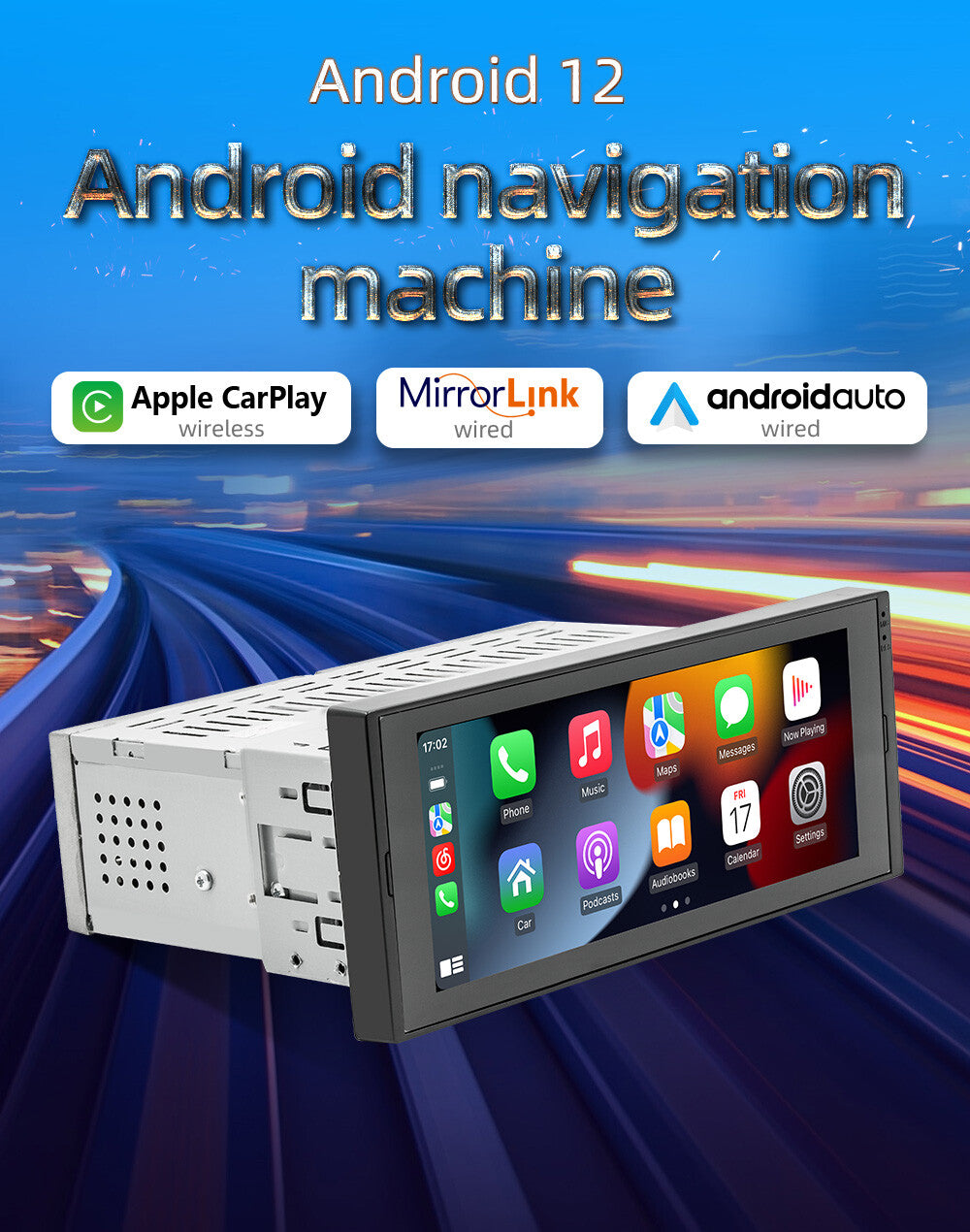 6.86in Car Stereo Bluetooth Radio For Apple Carplay Android Auto GPS WiFi RDS