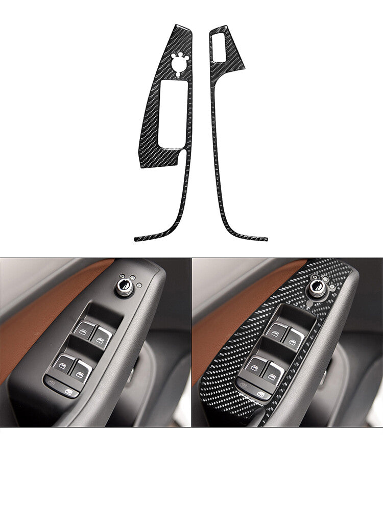 Front Window Lift Button Trim Cover Decor Carbon Fiber for Audi Q5 2009-2017