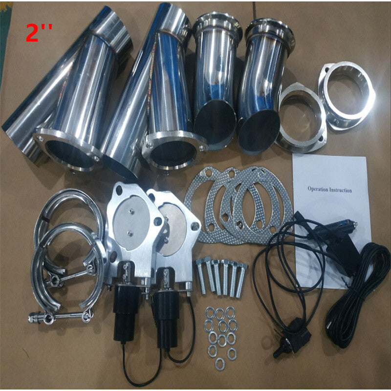 2 2inch Electric Exhaust E-Control Valve Y Catback Pipe kit with Manual Switch