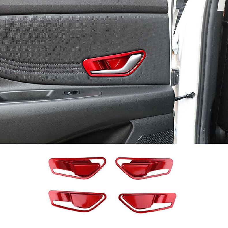 for Hyundai for Elantra 2021-2023 Glossy Red Inner Door Handle Bowl Cover Trim 4PC