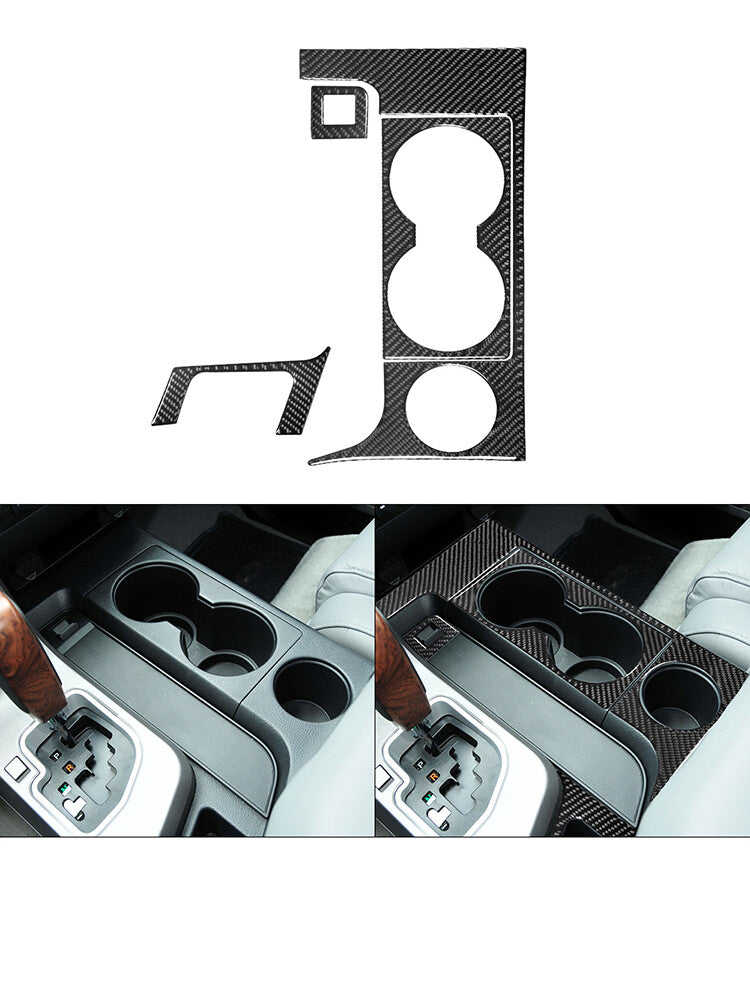4Pcs Console Cup Slot Frame Panel Trim Carbon Fiber for Toyota Tundra 2007-2013