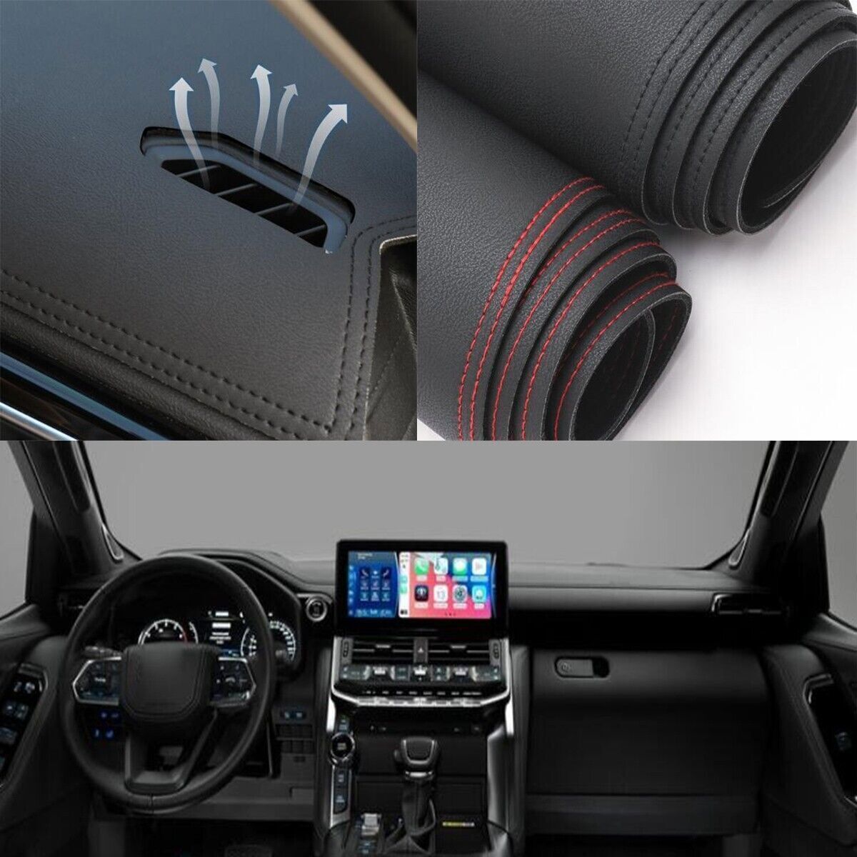 1PCS PU leather Dashboard Dash Mat Non-slip DashMat Shade for Land Cruiser 2022+