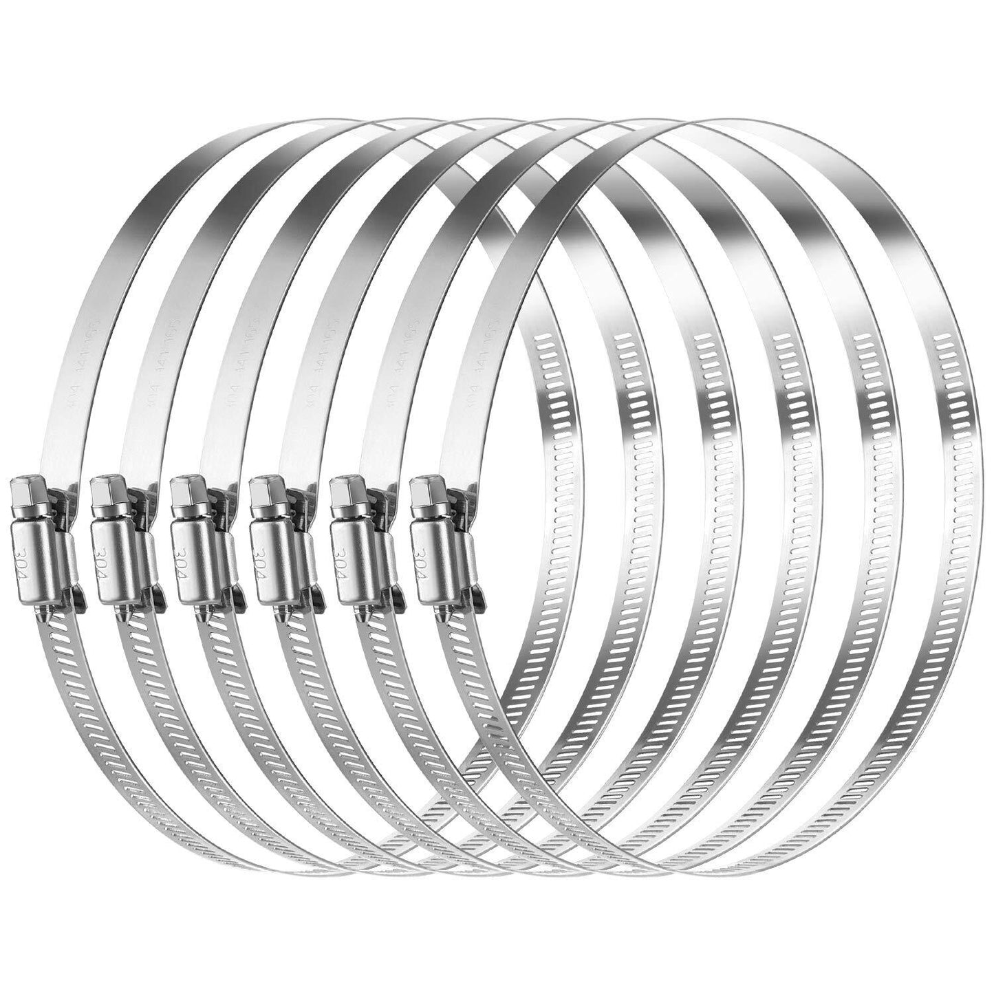 304 Stainless Steel Hose Clamps for 6-inch Adjustable Worm Gear Sorting Kit