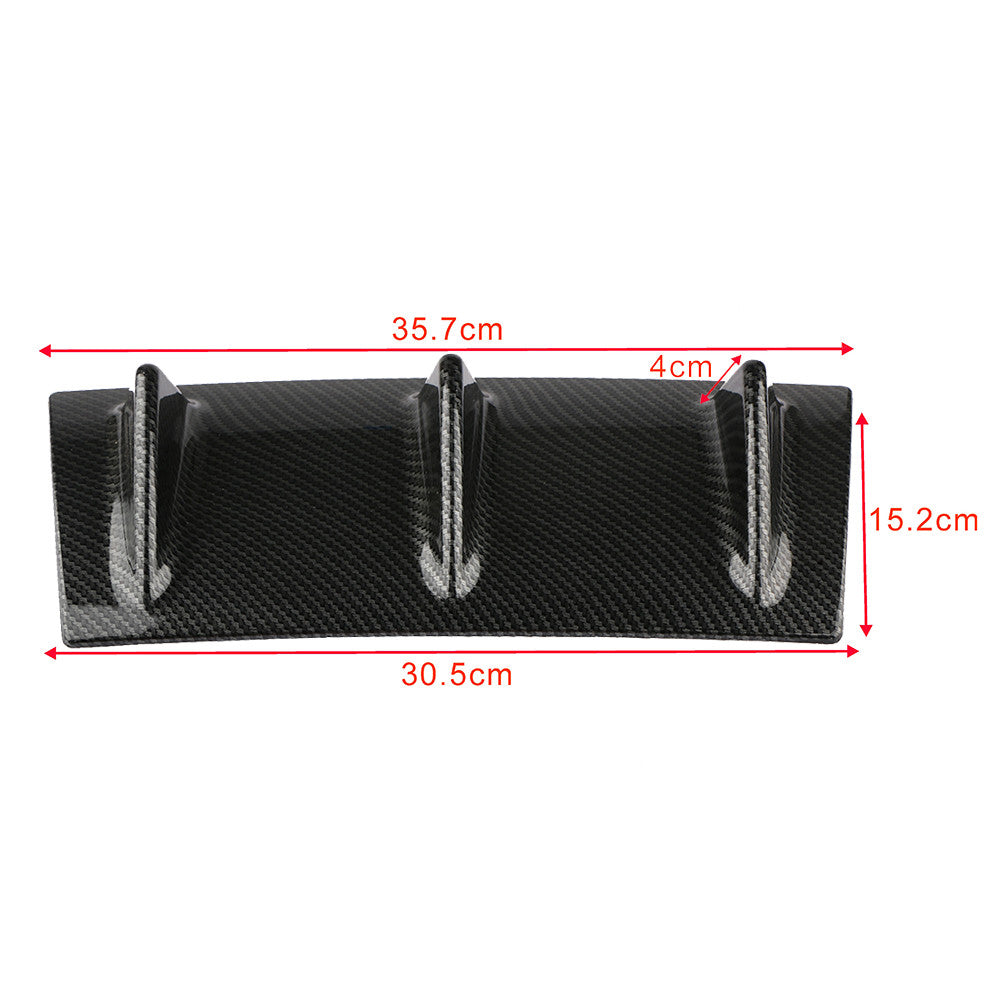 Lower rear bumper diffuser Shark 3 Fin boiler carbon fiber black universal