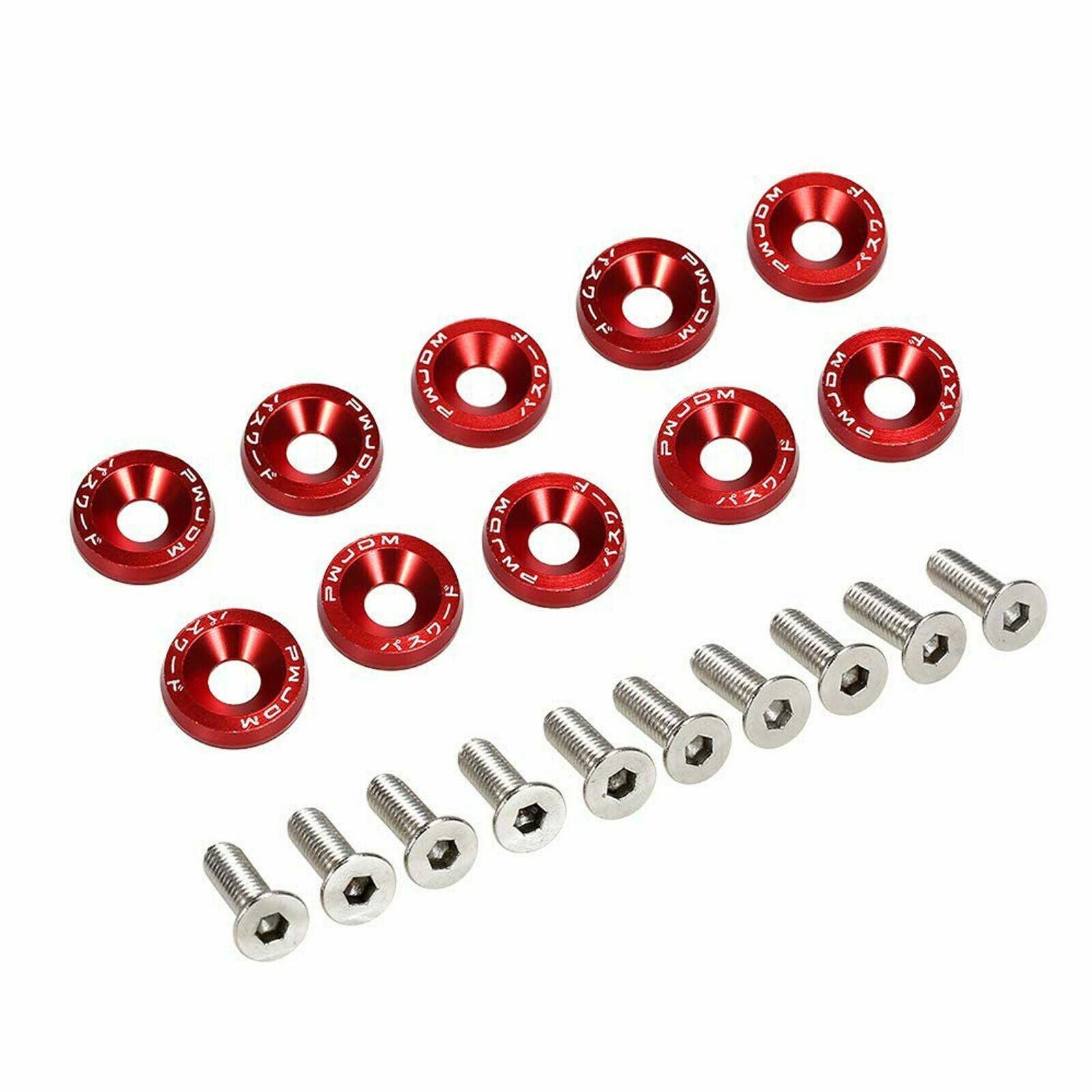 for Honda Accord CRV 10PCS Red CNC Fender Bumper Washer Engine Bay Dress Up Kit