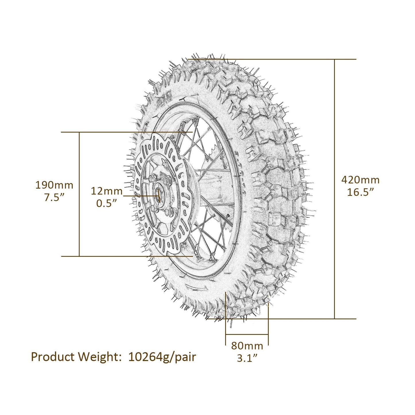 2.50-10 + 3.00-10 tires, 10-inch front and rear wheels, for mini off-road bike, razor-style CRF50 XR50 SSR