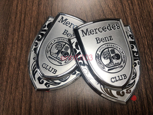 Silver AFFALTERBACH Club badge for Mercedes-Benz car body badges and rear trunk lid badges.